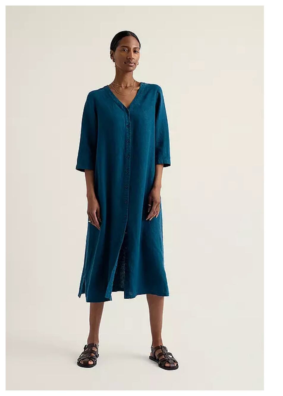 NEW Seasalt Cornwall Word Posey Linen Button-Up Midi Dress Size US/10